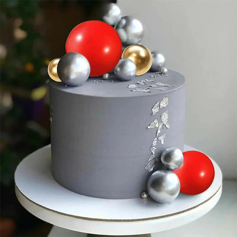 10 Pcs Colour Ball Happy Birthday Cake Topper 3CM Frosted Balls Kids Christmas Party Gift Cake Topper Wedding Dessert Decoration