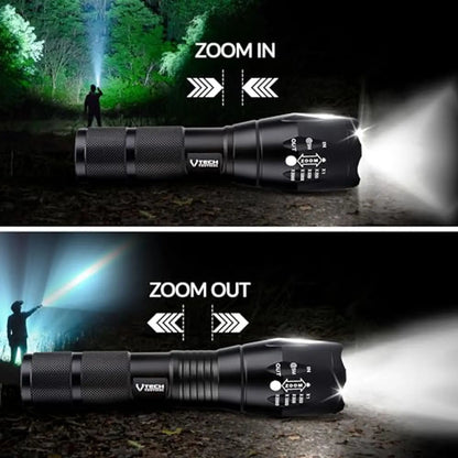 Tactical LED Flashlights 2-Pack High Lumen 5 Modes Waterproof Flashlight for Hunting Camping Outdoor Gifts