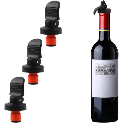 3Pcs Silicone Wine Stoppers Reusable Wine Bottle Stoppers Expanding Manual Beverage Bottle Stoppers Vacuum Bottle Stoppers