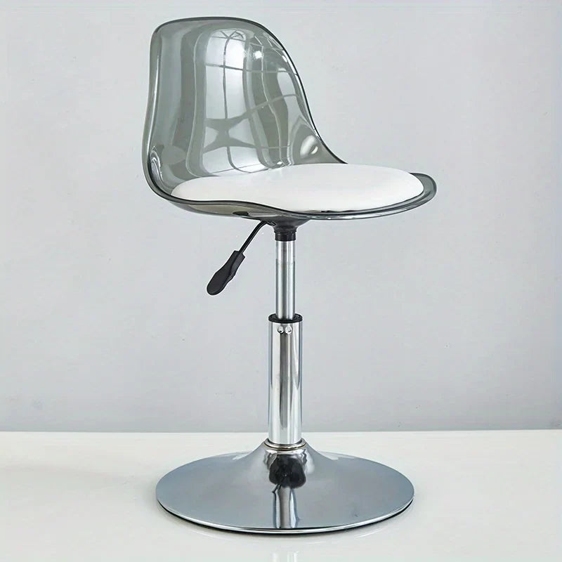 Adjustable Modern Bar Stool with Transparent Backrest Metal Frame Upholstered Seat with Lifting and Rotating Function