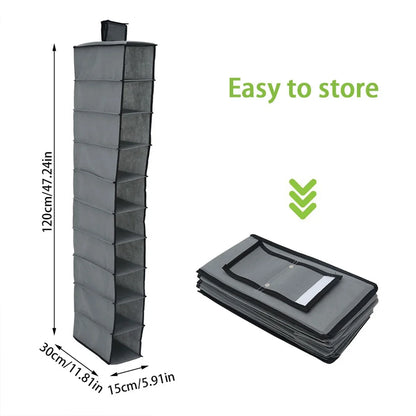 Hanging Shoe Organizer Non-woven Shoe Storage Shelf 10-Layer Foldable Hanging Shoe Rack Space Saving for Home Bedroom Closet