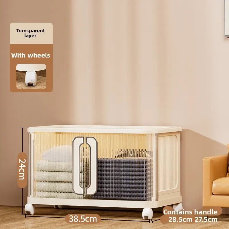 Large Capacity Cream Wind Storage Cabinet Quilt Wardrobe Free Installation Folding Storage Shelf Storage Box Locker