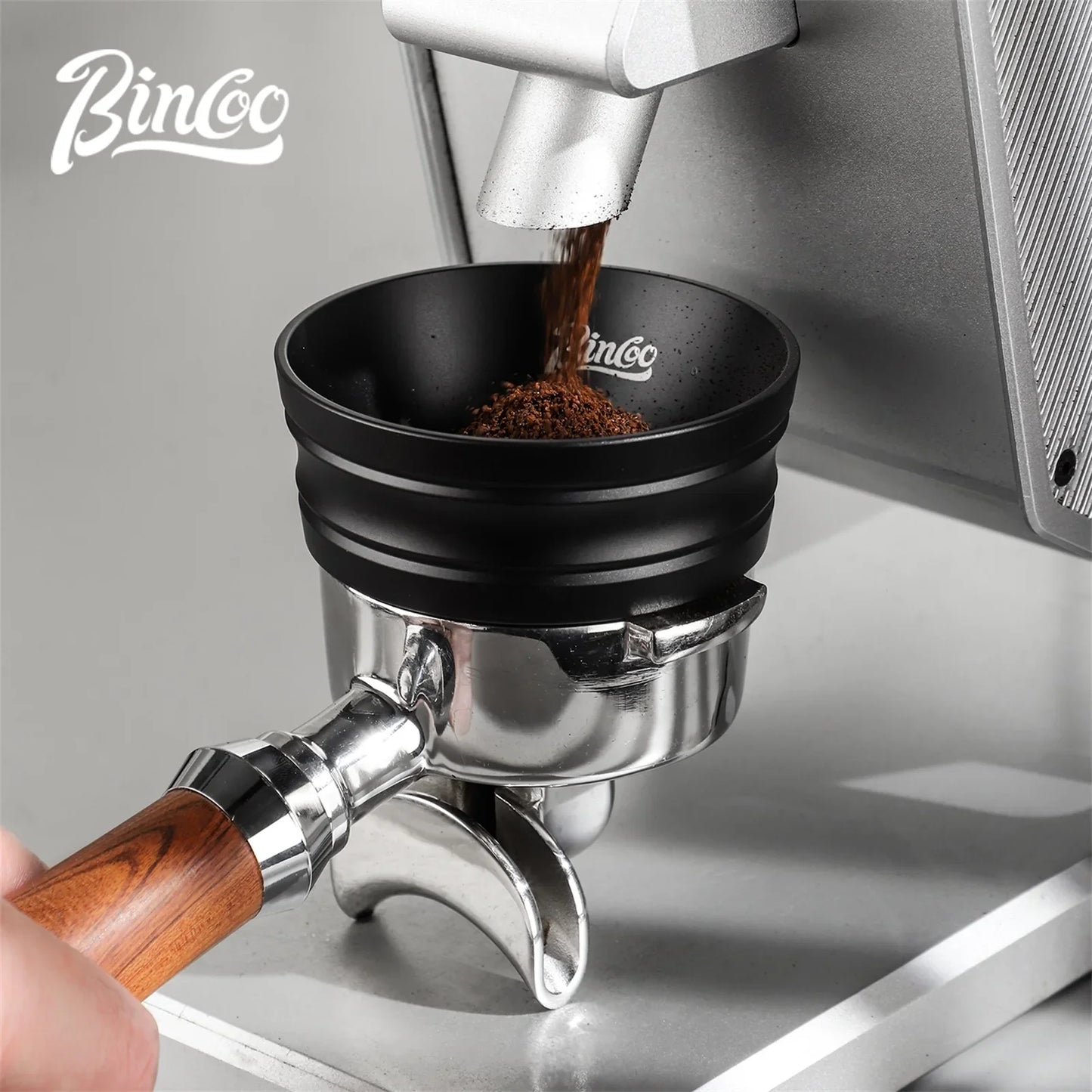 Bincoo Universal Portafilter Dosing Ring, 3.2cm Anti-Spill Aluminum Funnel with Strong Magnets Fits 51mm and 58mm Coffee Handles