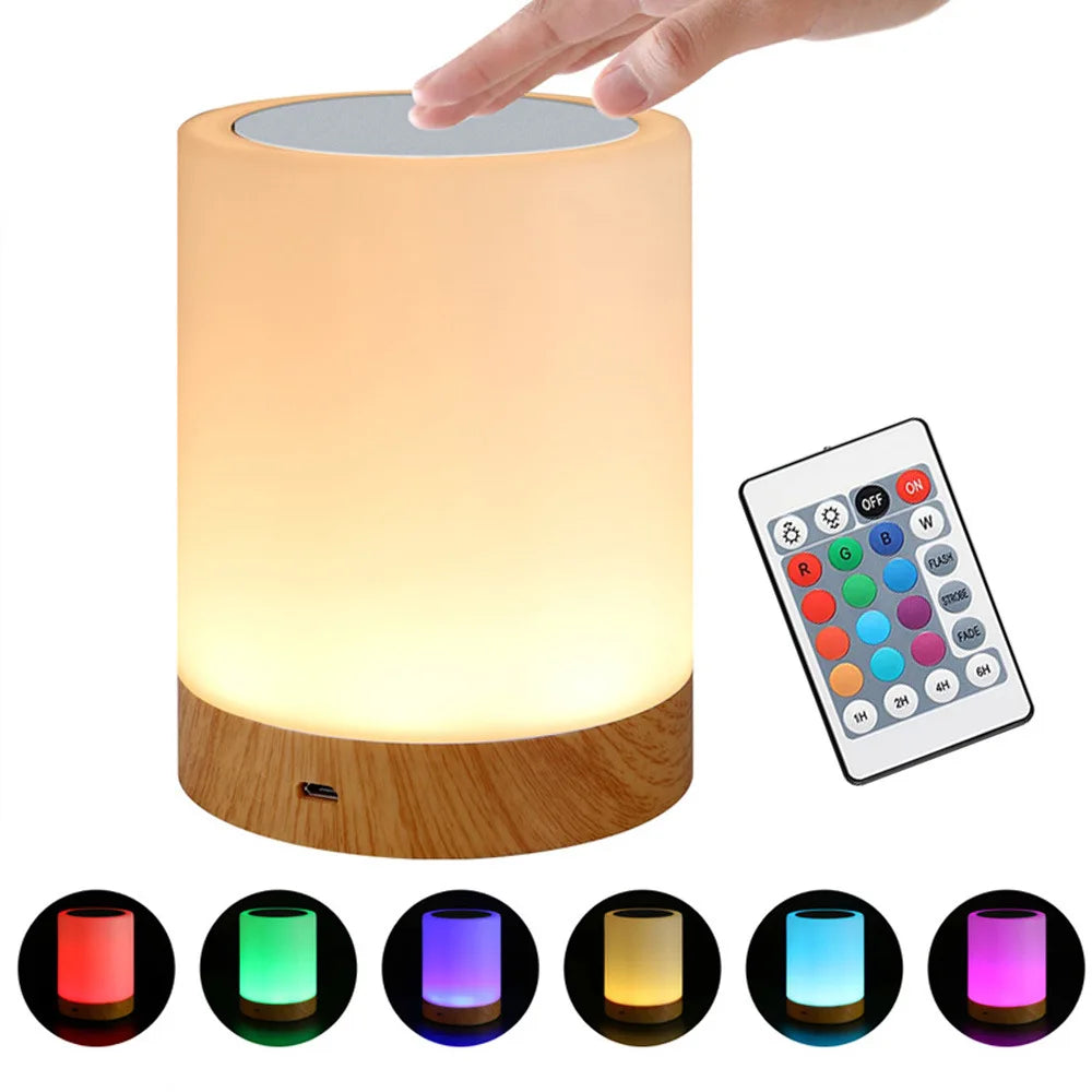 Smart Touch Bedside Table Lamp RGB USB Rechargeable Night Light Desk Lamp Bedroom Decoration Kids Gift Dining Table Light