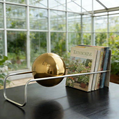 Modern Gravity Ball Book Holder – Bauhaus Mid-Century Desktop Organizer, Chic Magazine & Newspaper Rack, Stylish Office Desk