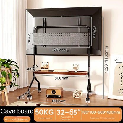 Rolling Floor Mobile TV Stand for 32-75 Inch LCD LED Flat/Curved Panel Screen TVs TV Cart Holds up to 110Lbs Max VESA 600x400mm