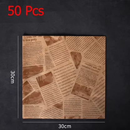 50 Pcs Parchment Paper Sheets Sandwich Wrap Wax Paper Deli Wax Paper Sheets Grease Resistant Tray Basket Liners Newsprint Paper