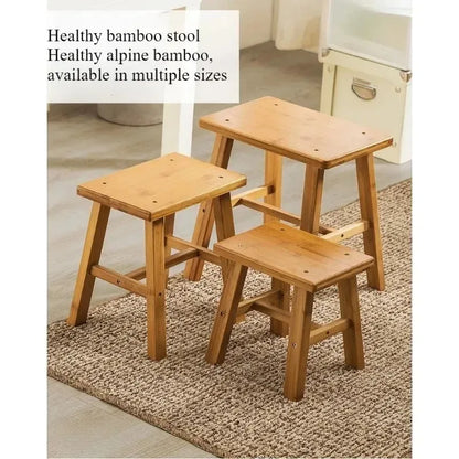 Thickened Nanzhu Mazar Stool Wooden Bench Small Stool Short Household Bathroom Portable and Simple