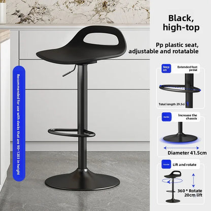 Adjustable Swivel Hydraulic Bar Stool Counter Stool Kitchen Bar Chair Backrest Padded Seat Commercial Home Island Pair Chaise