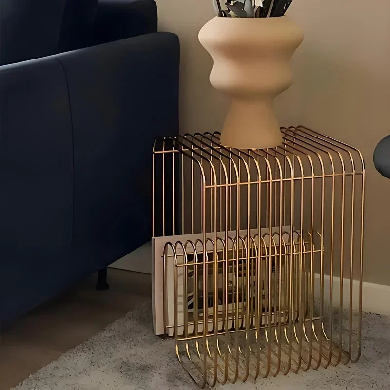 Modern Scandinavian Metal Coffee Table Living Room Furniture Sleek  Side Table Minimalist Storage for Magazines and Books
