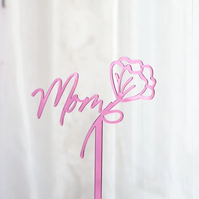 Happy Mothers Day birthday Cake Topper Gold Simple design Acrylic MOM Party Cake Toppers Mother's Day Gifts Dessert Decoration