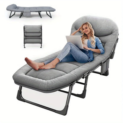1pc Camping Cots for Adults, Folding Sleeping Cot Bed W/Mattress, Camp Bed for Travel Office & Home Camping Bed