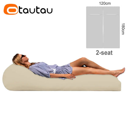 OTAUTAU 2-seat Outdoor Bean Bag Pouf Cover No Filler Waterproof Beach Garden Camp Chaise Lounge Sofa Bed Swimming Pool Puff Sac