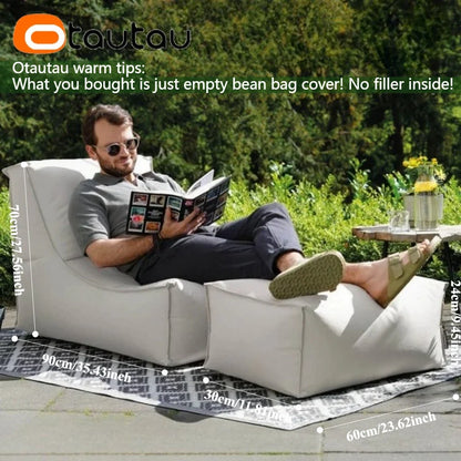 OTAUTAU Outdoor Oxford Bean Bag Cover Swim Pool Float Lounger Beach Club Pouf SF505【No Filler!You Need To Fill It By Yourself!】