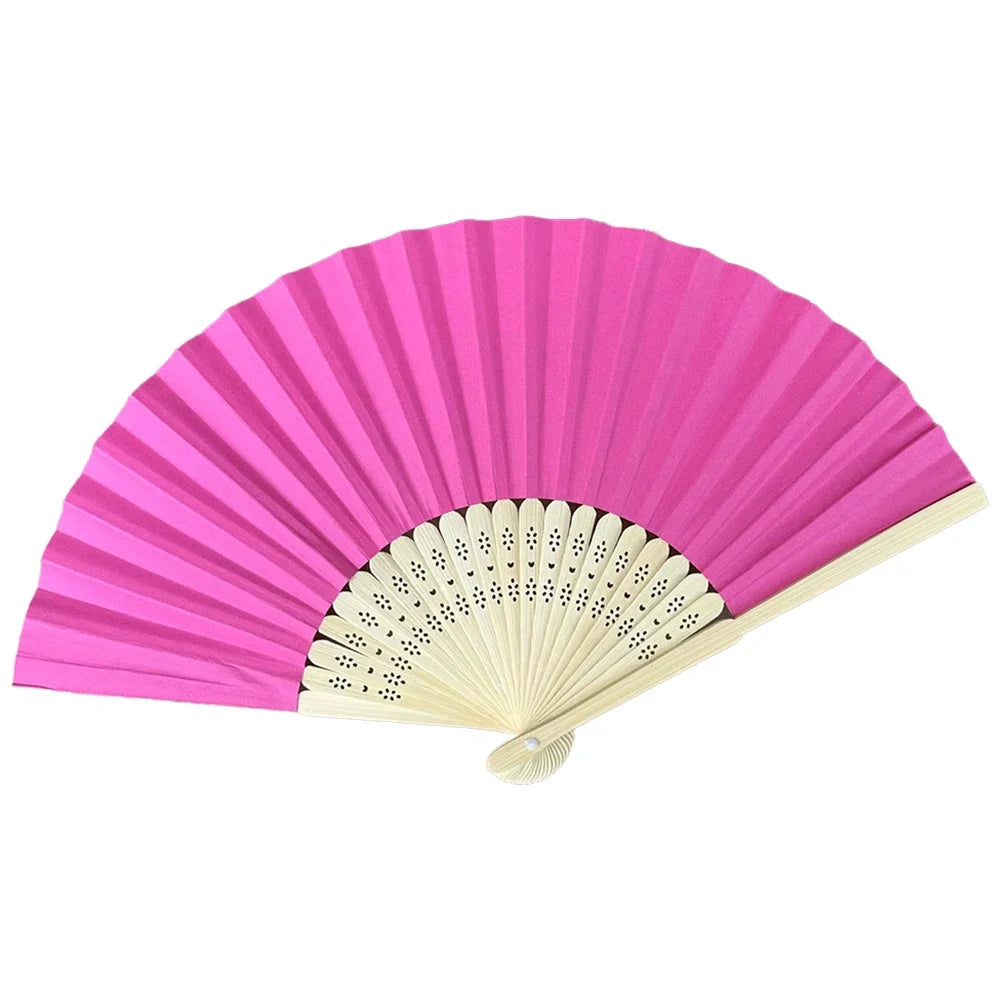 Hand Fan Bamboo Paper Fan Pocket Folding Fan Solid Color Guest Fans DIY Guest Gift for Wedding Birthday Summer Party