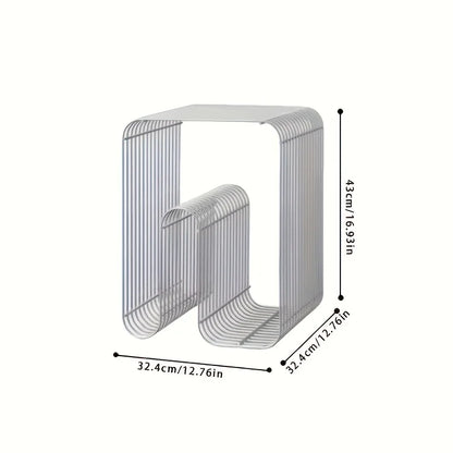 Square metal silver edge table, geometric patterned bookshelf, magazine rack, wall mounted living room storage rack