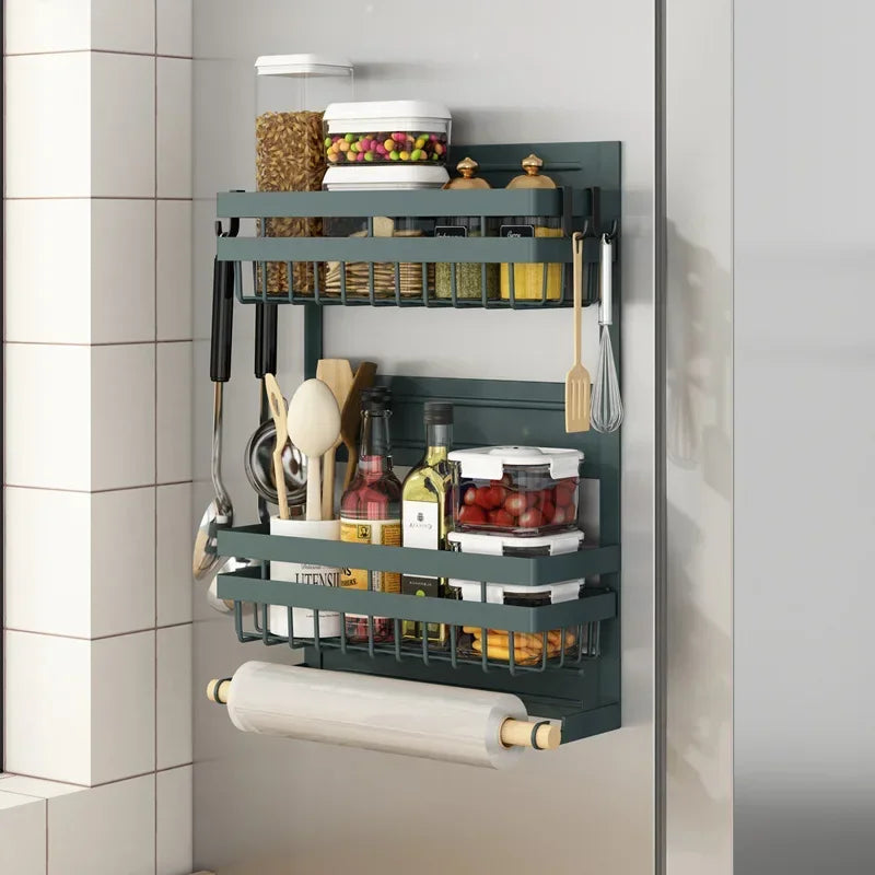Magnetic Fridge Shelf Kitchen Paper Tube Cling Film Storage Rack Spice Storage Rack Storage Rack On The Side Of The Refrigerator