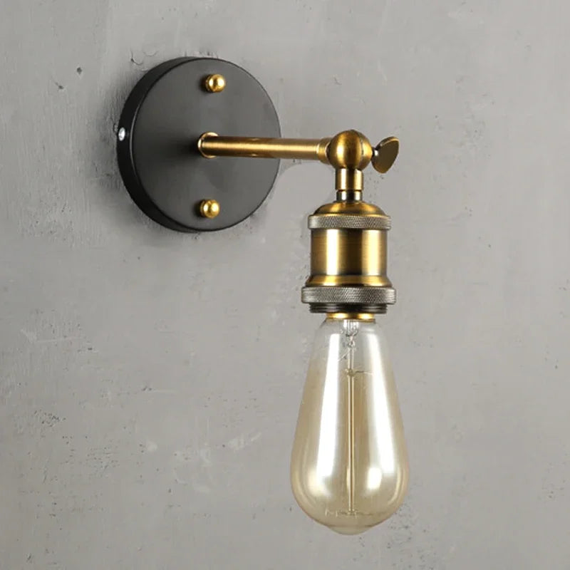 American Single Head Wall Lamp, Industrial Style Retro Bedroom, Living Room, Study, Hallway, Staircase E27 Wall Lamp