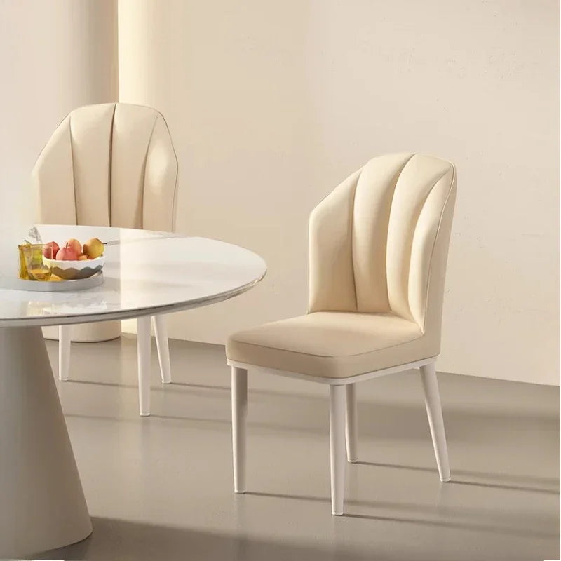 Cream Dining Chair - Modern Minimalist Lounge Chair with Wooden Legs, Mid-Century Accent Chair for Living Room & Dining Room