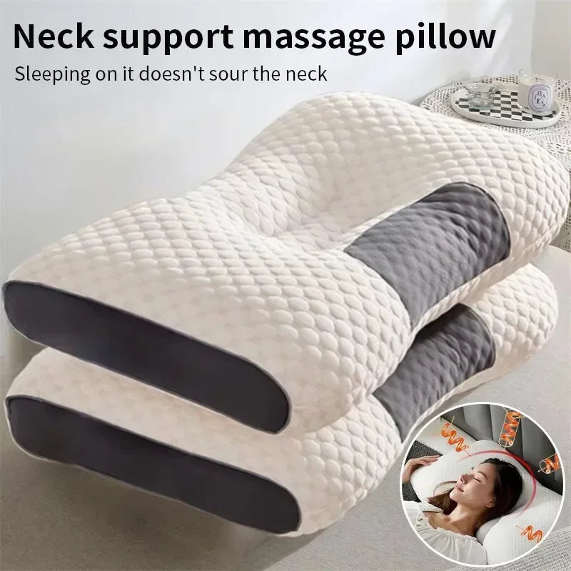 High Quality Washable Knitted Massage Pillow, Hypoallergenic Non-Collapse Neck Support Pillow for Better Sleep & Household Use