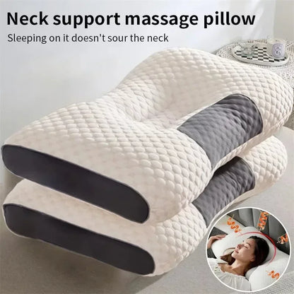 High Quality Washable Knitted Massage Pillow, Hypoallergenic Non-Collapse Neck Support Pillow for Better Sleep & Household Use