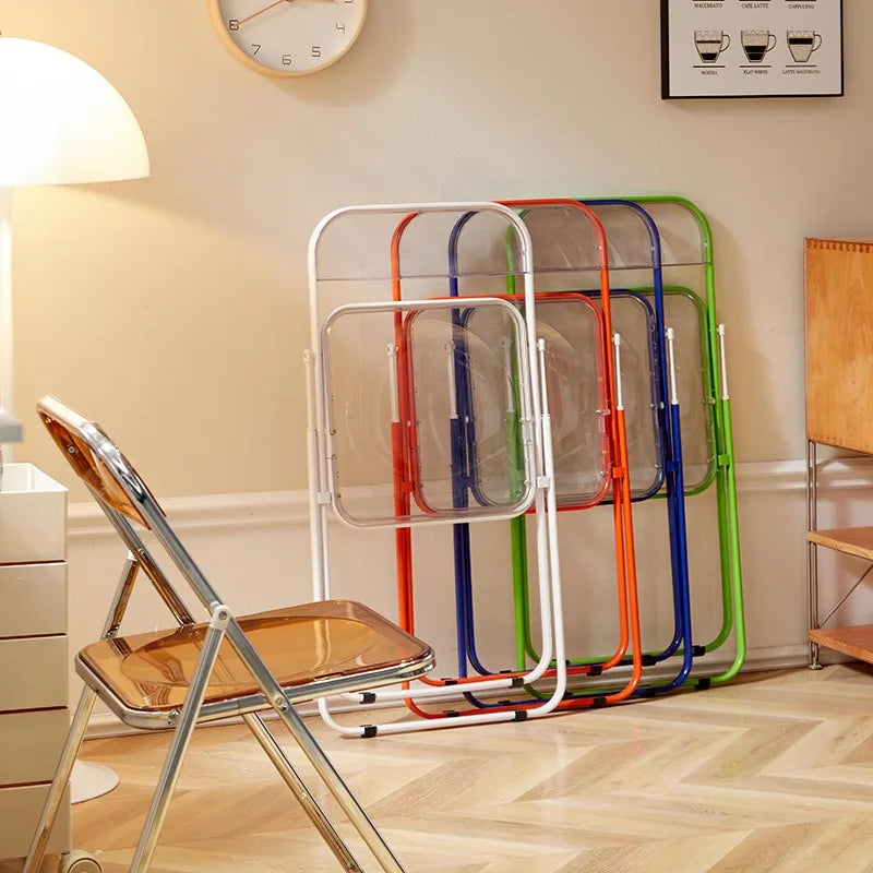 Internet celebrity folding chair acrylic transparent chair completed photo without chair simple folding crystal diningchairstool