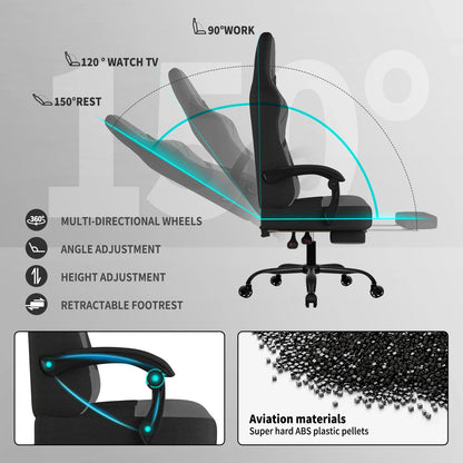 Gaming Chair, Big and Tall Gaming Chairs for Adults with Footrest and Lumbar Support, Comfortable Ergonomic Computer Chair