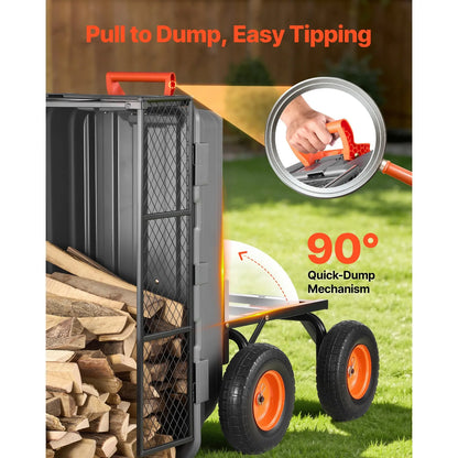 Uimoso Garden Dump Cart 1200lbs Capacity with Dual-Use Handle & Storage Fence