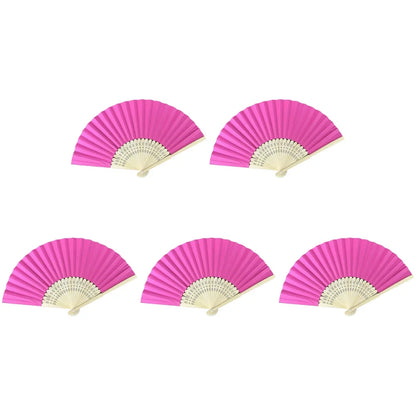Hand Fan Bamboo Paper Fan Pocket Folding Fan Solid Color Guest Fans DIY Guest Gift for Wedding Birthday Summer Party