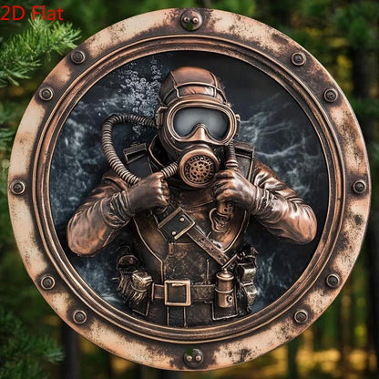 Metal retro diver pattern sign 2D home decor window and porch decor room and wall art bedroom office living room coffee