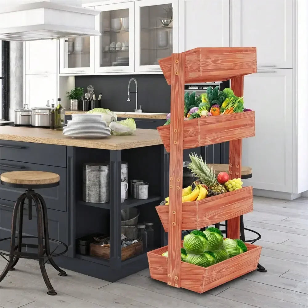 4 Tier Wooden Ladder Garden Bed Stand Extre Large Elevated Planter Fruit Box