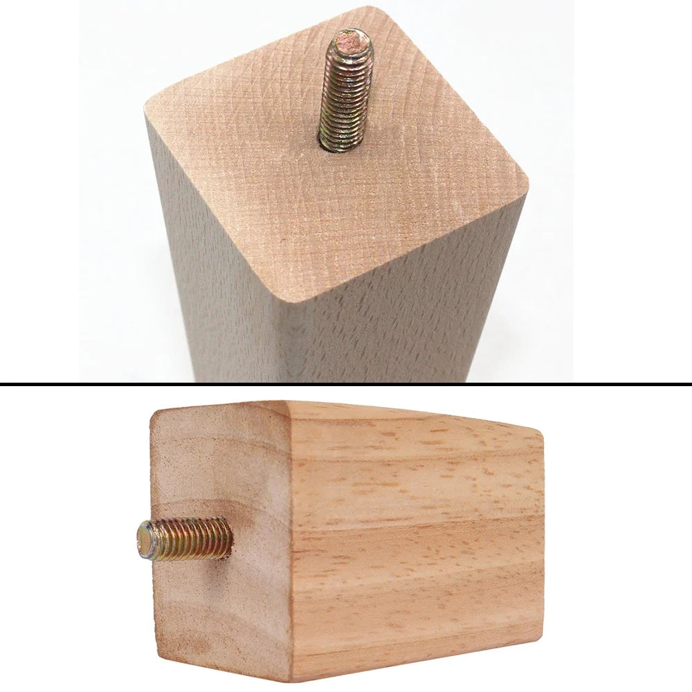 4/8Pcs Square Furniture Feet 6/10/15cm Solid Wood Sofa Legs Replacement Height Furniture Legs with Screws Mounting Plate Pads