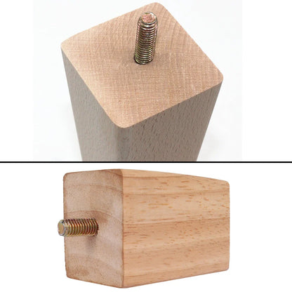 4/8Pcs Square Furniture Feet 6/10/15cm Solid Wood Sofa Legs Replacement Height Furniture Legs with Screws Mounting Plate Pads