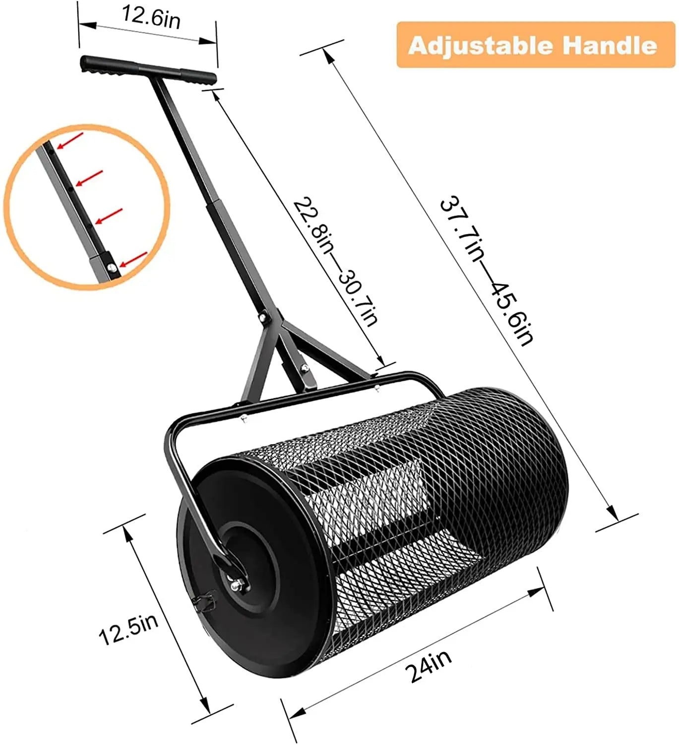T Shape Handle Compost , Peat Moss , Metal Mesh Manure Spreader For Lawns, Garden Planting Seeding，Grape crushing tool
