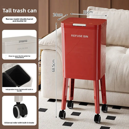 Large Capacity Kitchen Trash Can Lid Automatic Touchless Step Pedal Tall Rolling Wheels No Bend Home Household Bolsas Basura