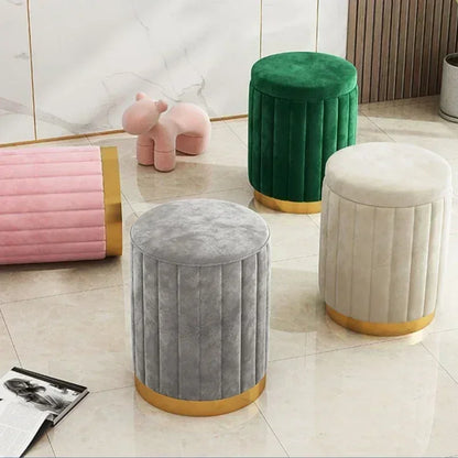 Makeup stool light luxury round stool chair bedroom Internet celebrity storage bench sofa stool dresser stool makeup chair small