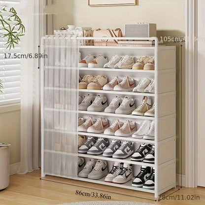 Dustproof Foldable Shoe Display Rack with Non-Slip Base, Easy to Clean, Multi-Layer Storage Shelf for Shoes and Accessories