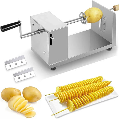 Twisted Potato Slicer Manual Stainless Steel Tornado Potato Spiral Cutter Potato Curly Fry Cutter For Potatoes Carrots Cucumbers