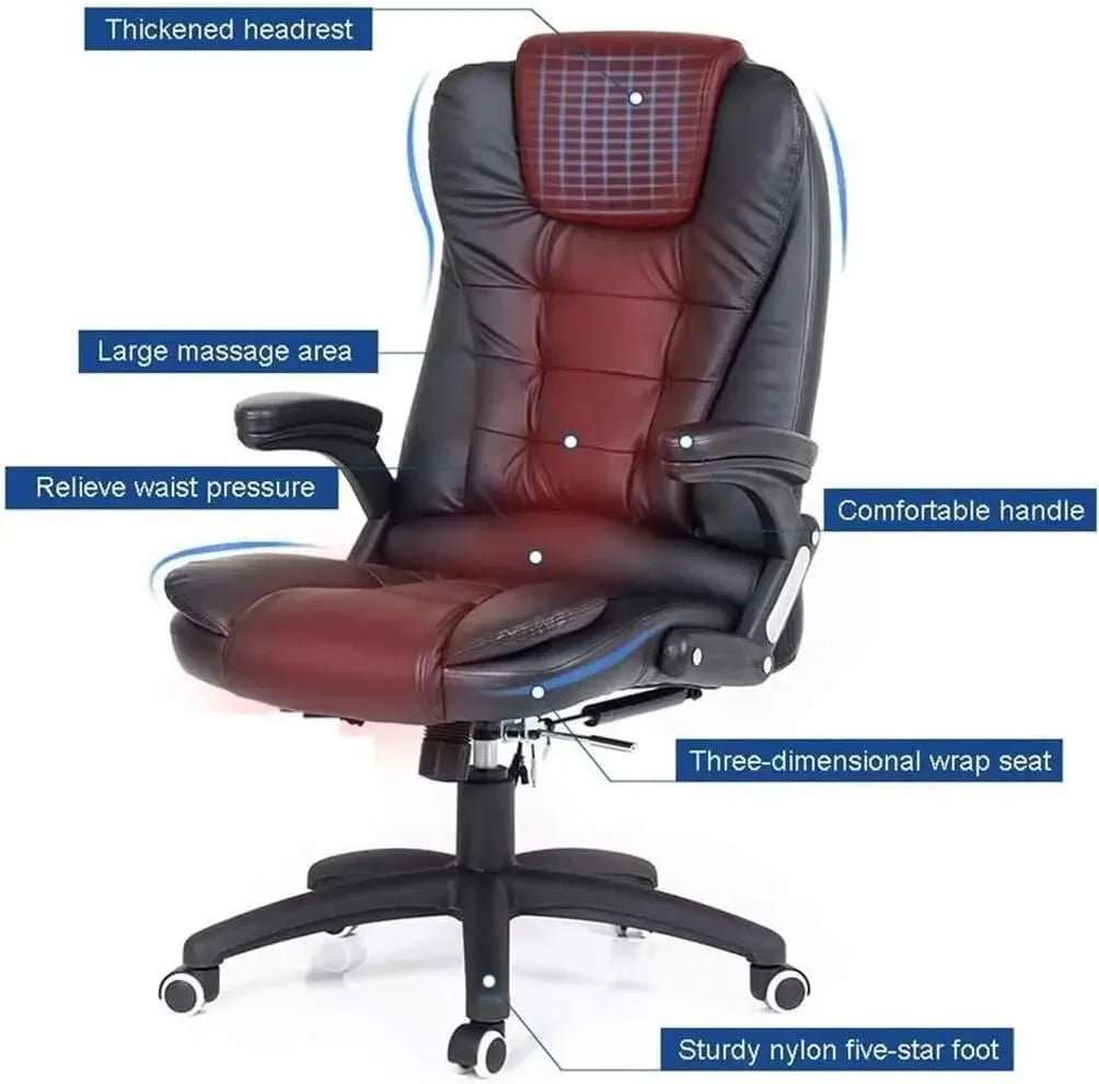 Office Chairs with Footrest 360° Swivel 2-point Massage Computer Chair Adjustable High Back
