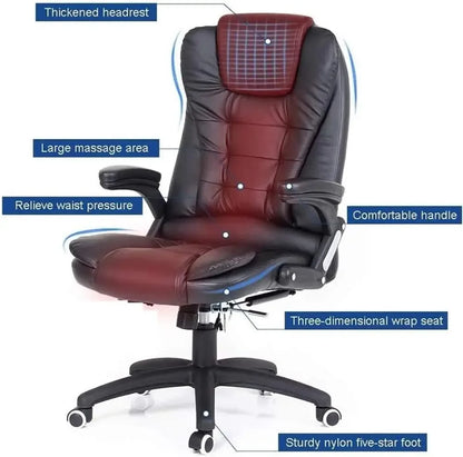 Office Chairs with Footrest 360° Swivel 2-point Massage Computer Chair Adjustable High Back