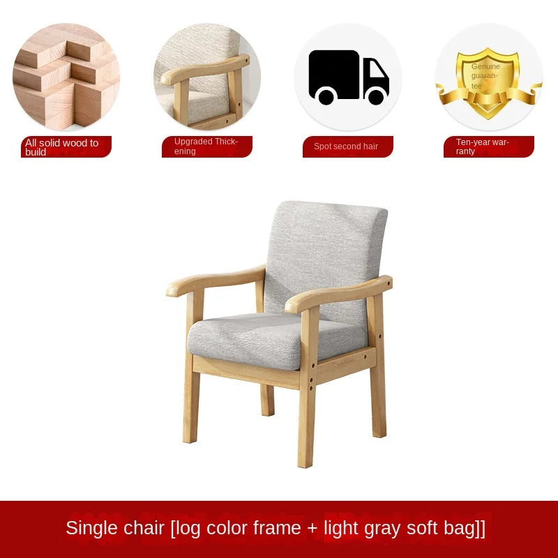 Solid wood chair single sofa chair computer desk chair home comfortable backrest armchair sitting mahjong elderly chair