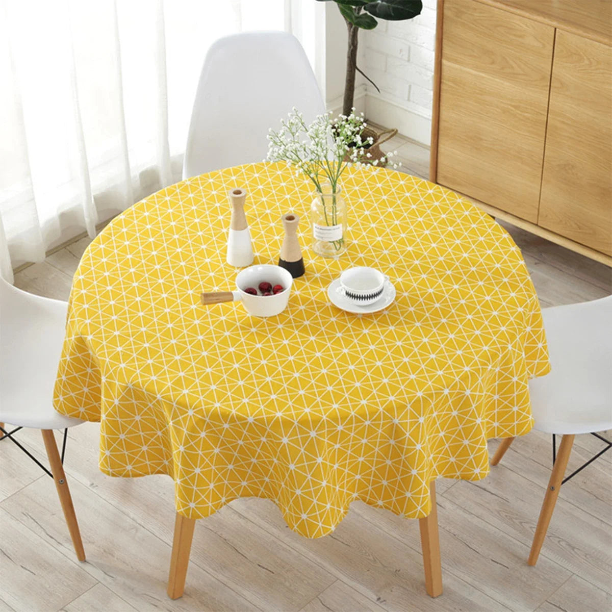 Round Tablecloth Washable Table Cloth Decorative Table Cover Indoor and Outdoor Holiday Home Christmas Party Picnic Dining Room