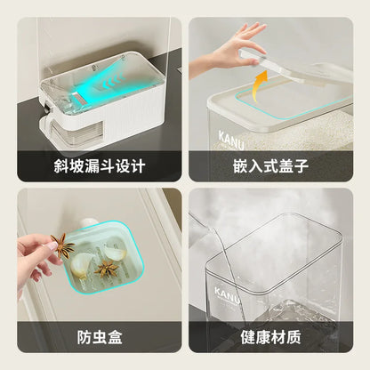 High-end pressing rice bucket, insect-proof and moisture-proof sealing, household food-grade rice box, flour storage container