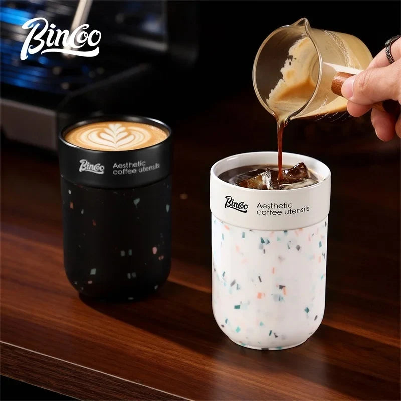 BINCOO Ceramic-lined Coffee Mug Thermal Cup Insulated Coffee Cup Portable for Office Travel and Outdoor 300ML