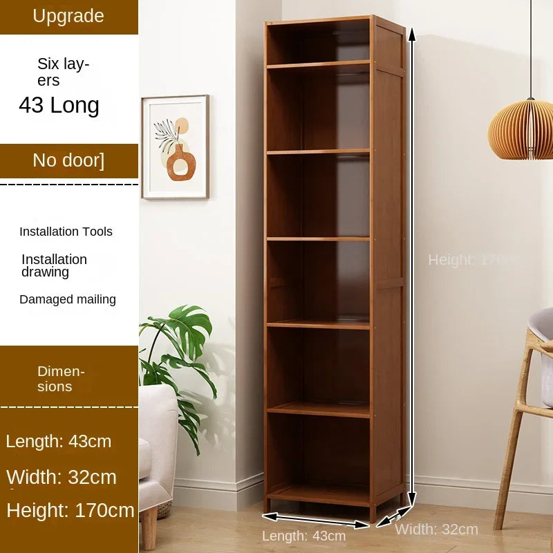 Bookcase with door, multi-layer storage rack, seam storage cabinet, living room display cabinet, bookshelf