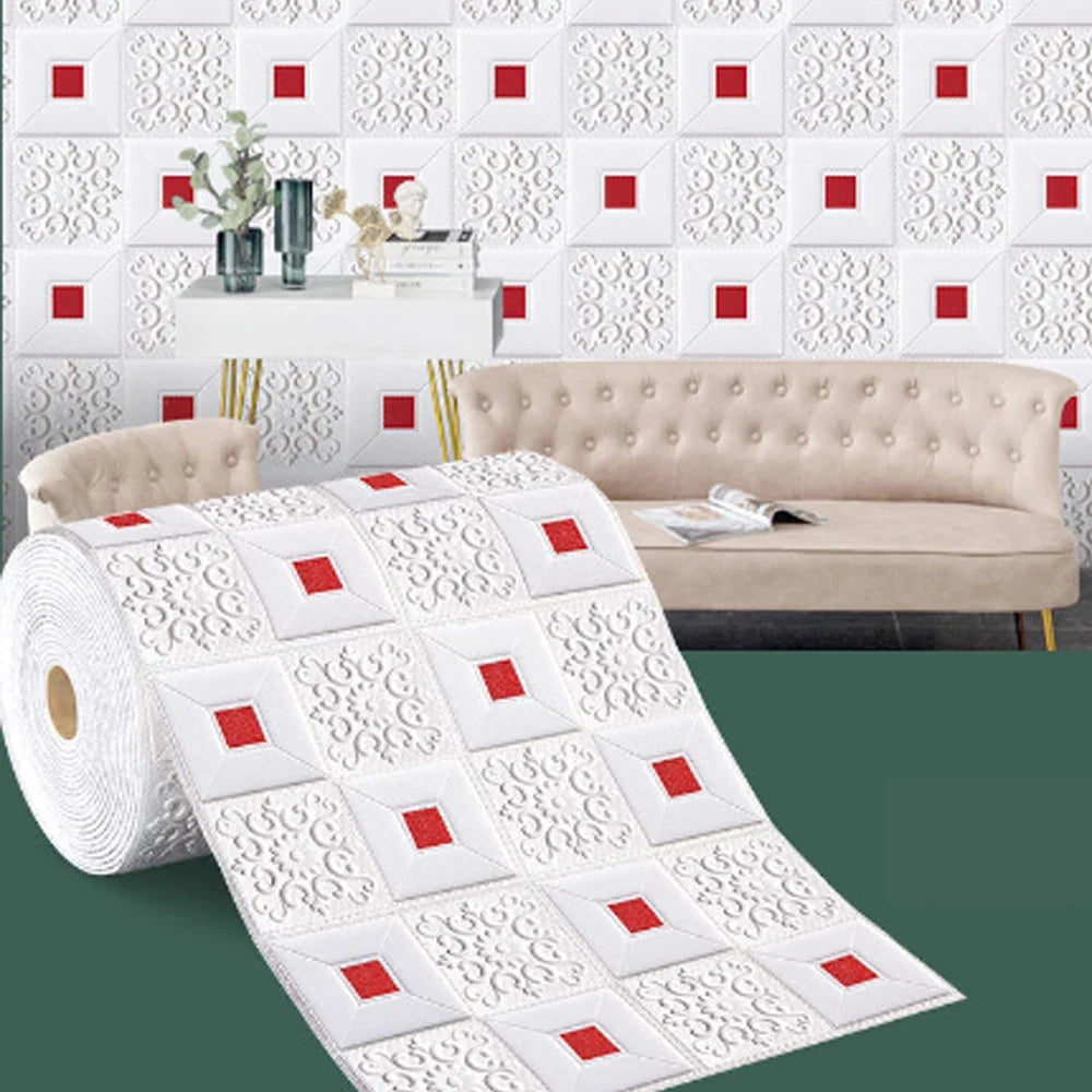70cmx1m/2m/3m/5m/10m Waterproof 3D Stereo Wall Sticker Ceiling Bedroom Living Room Self-adhesive Background Decoration Wallpaper