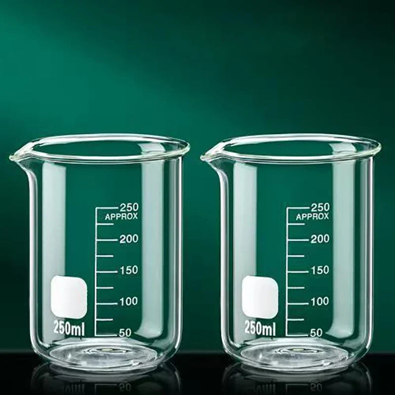 JUSTINLAU 50/100/150/250/500/1000ML High Borosilicate Glass Measuring Cup with Scale Laboratory Beaker Kitchen Baking Glass Cups