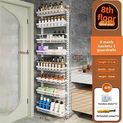 Multi-layer adjustable kitchen cabinet wall condiment seasoning rack No punching wall hanging storage shelf