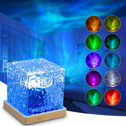 Northern Lights Projector Lamp 16 Colors Ocean Wave Night Light Remote Control Party Atmosphere Light Home Bar Restaurant Gift