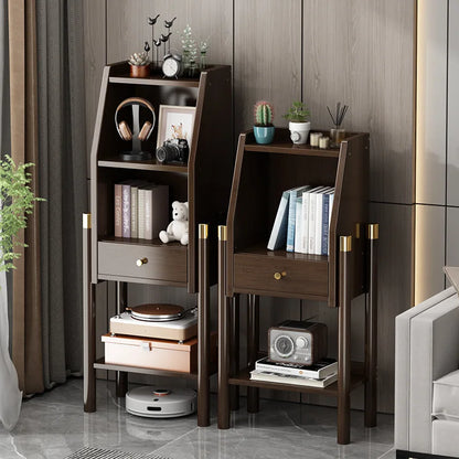 Bookshelf Shelf Floor-to-ceiling bookcase Simple living room wall locker Corner cabinet TV side cabinet Display cabinet Bamboo